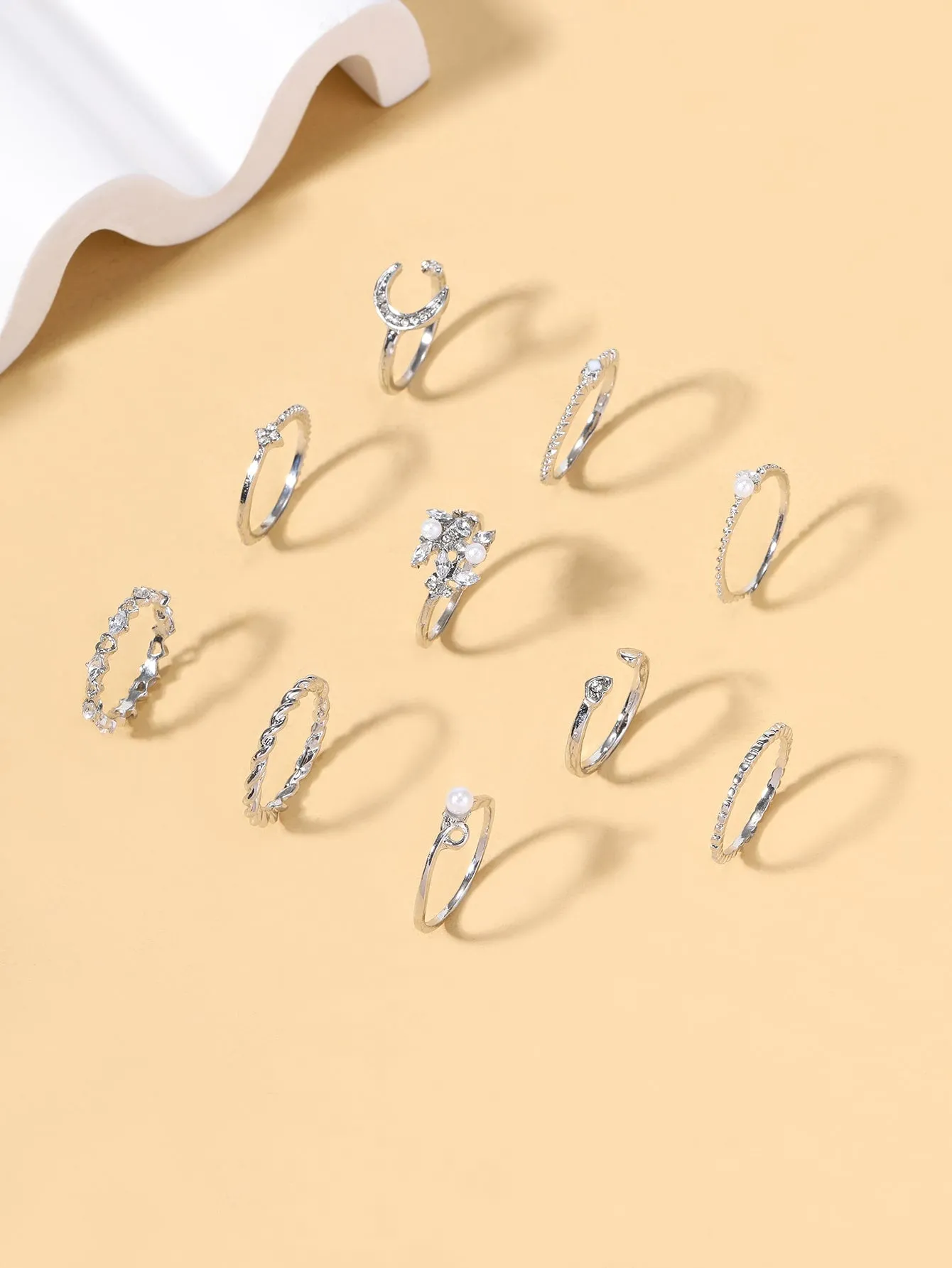 10pcs Rhinestone Decor Ring