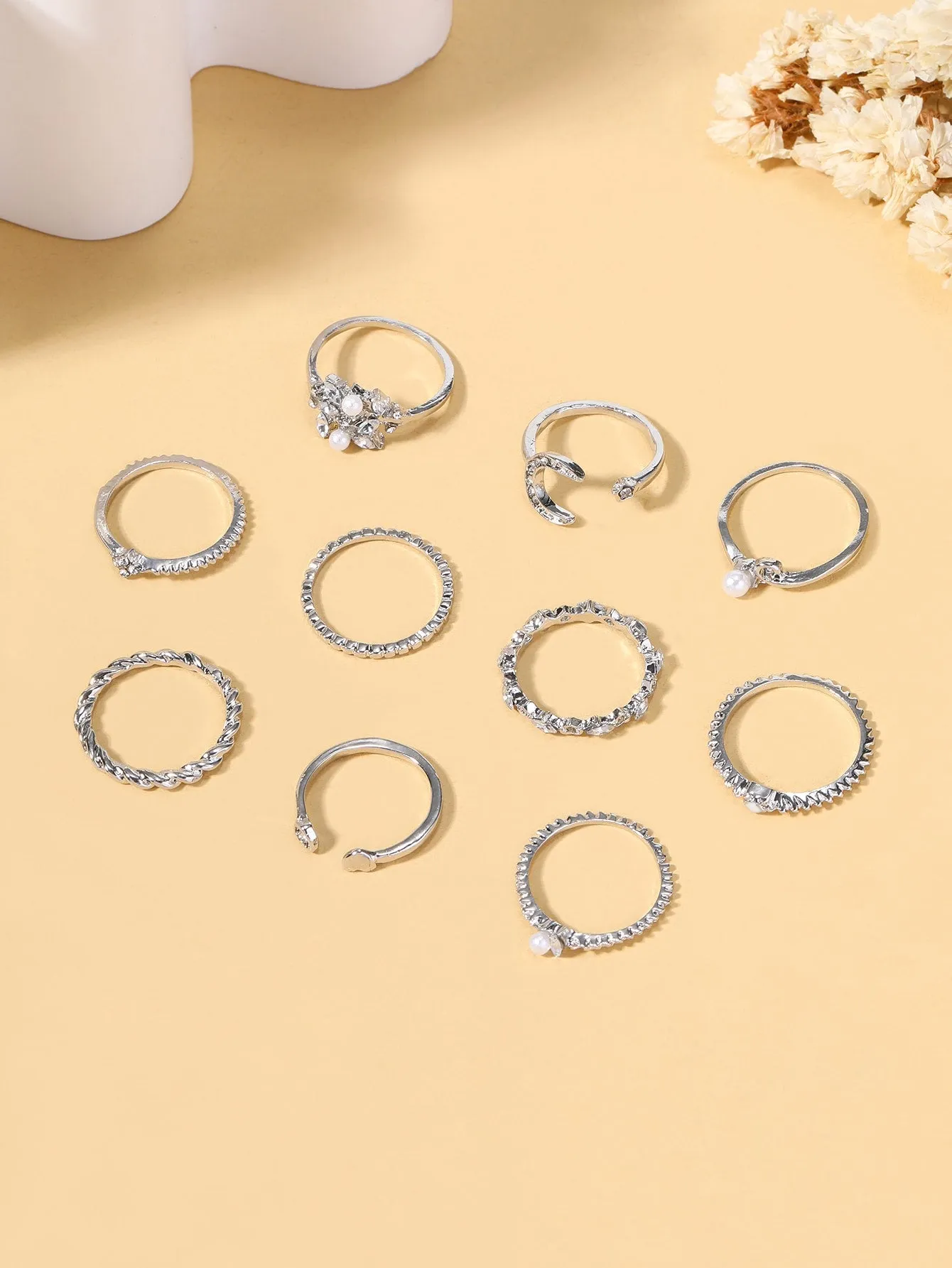 10pcs Rhinestone Decor Ring