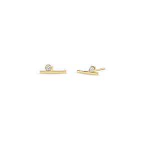 14k Prong Set Diamond Bar Studs