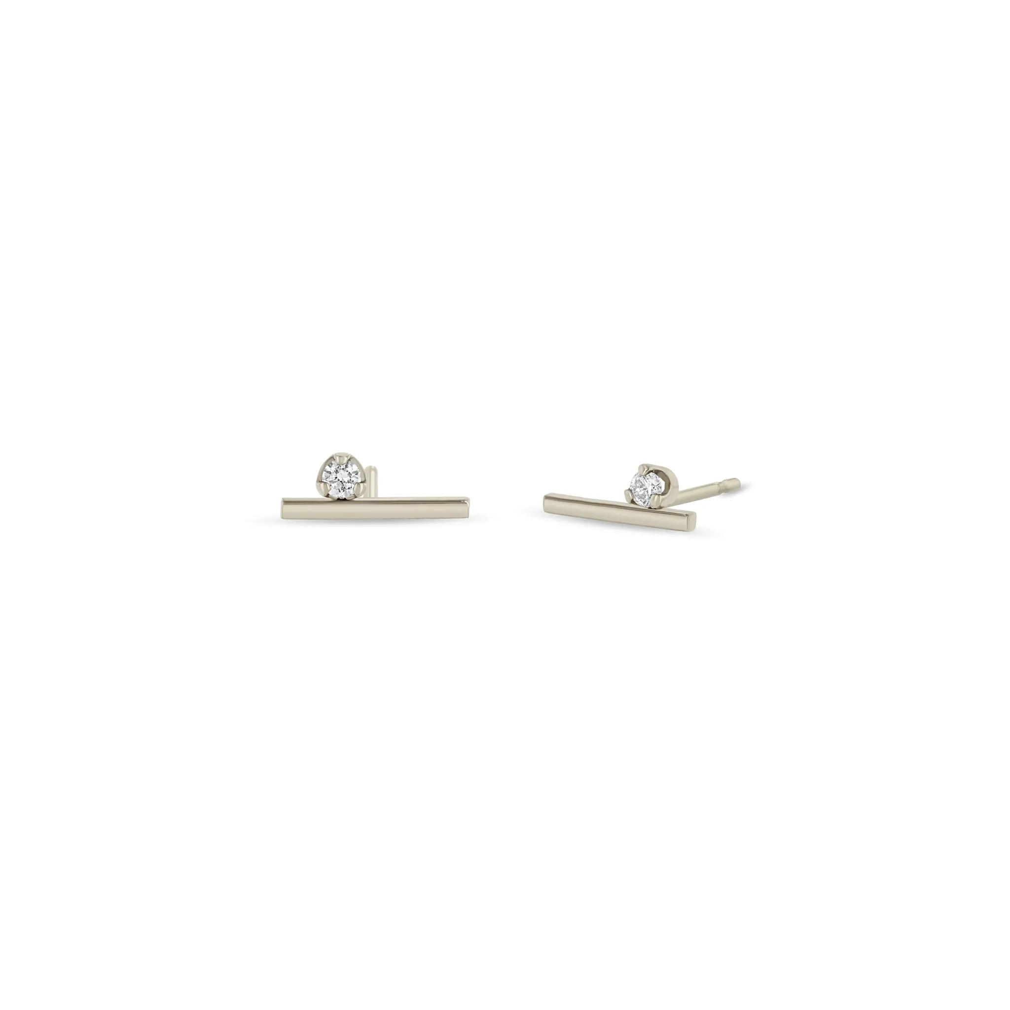 14k Prong Set Diamond Bar Studs