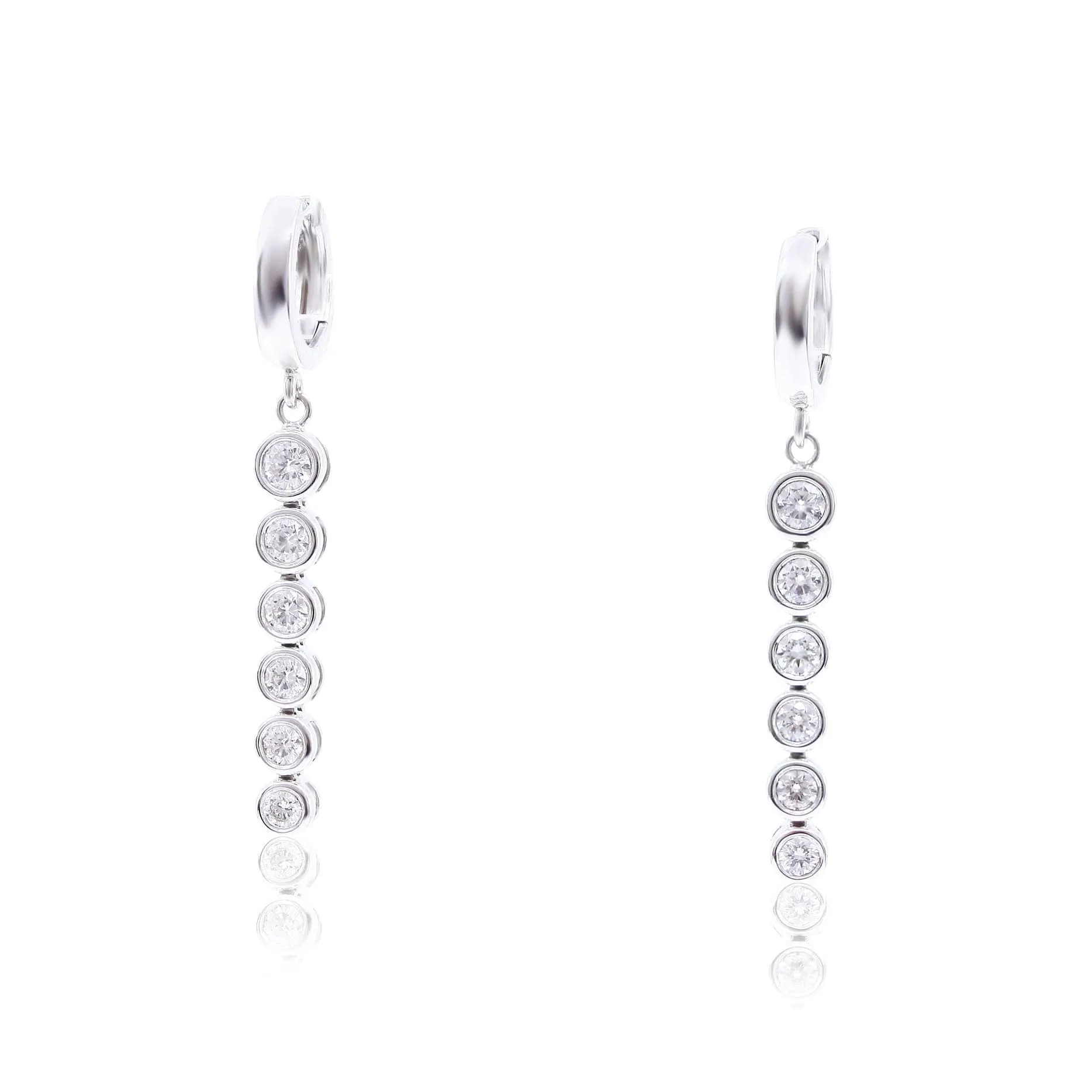 14K WHITE GOLD DIAMOND BEZEL SET DANGLE EARRINGS