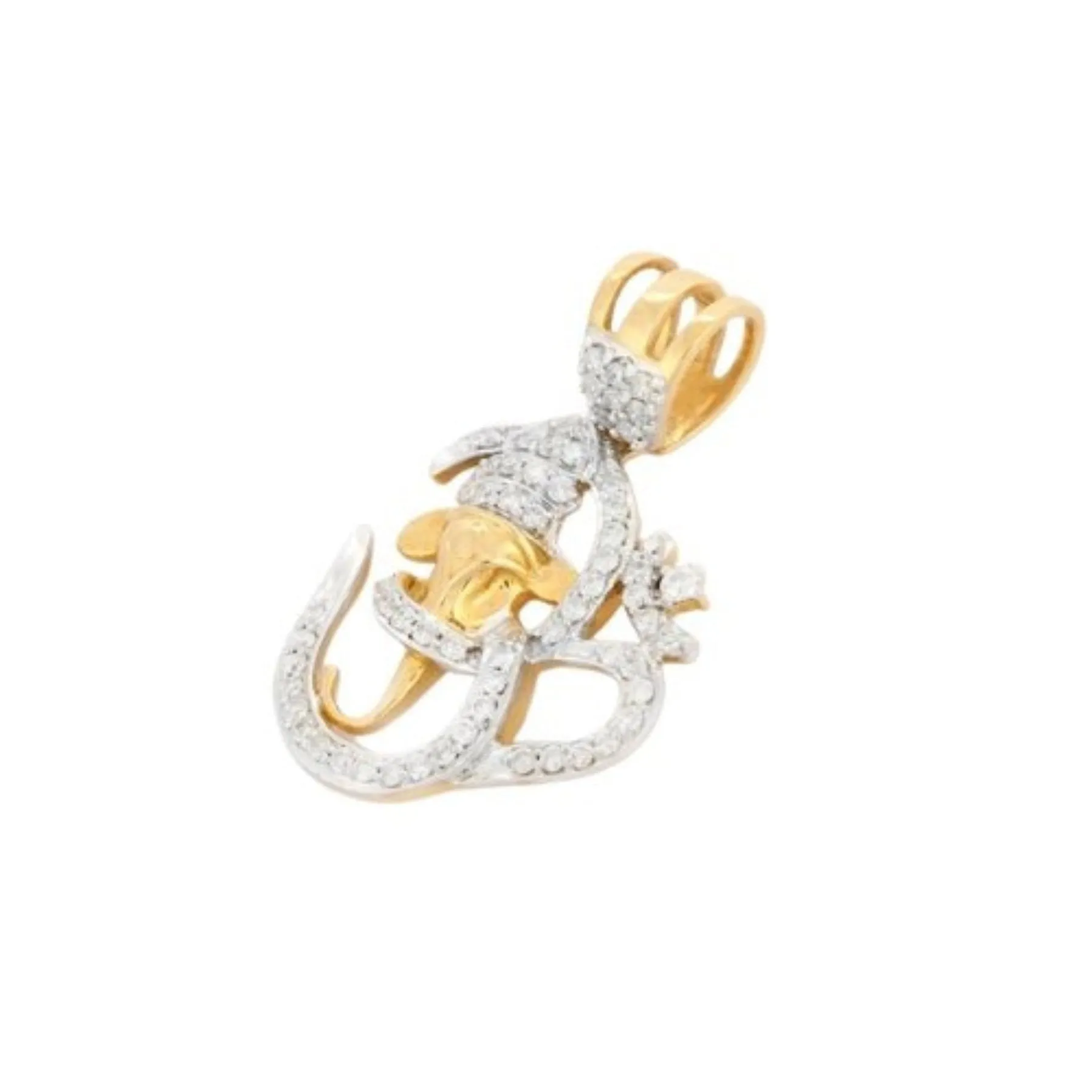 18K Gold Diamond Ganesha Pendant