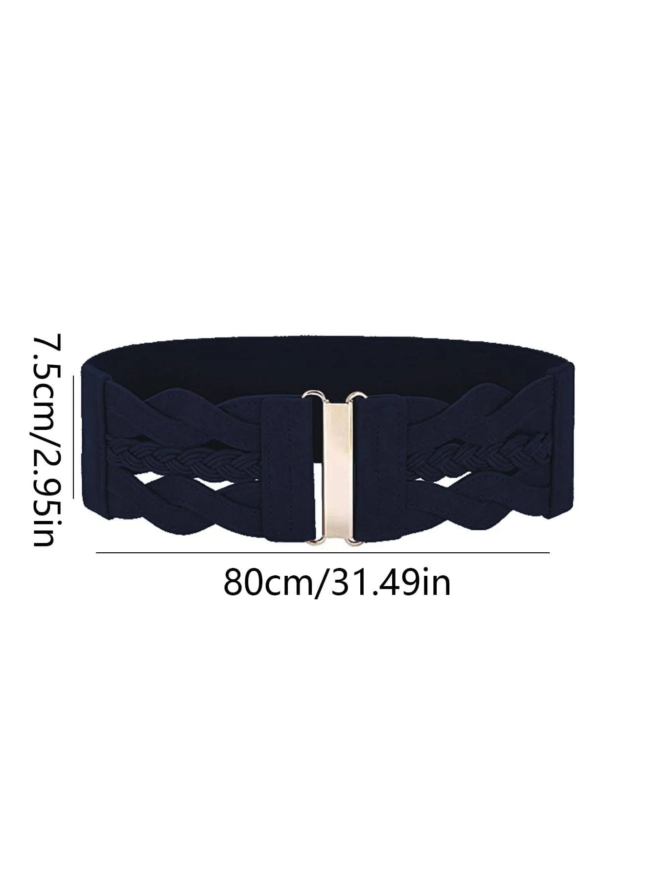 1pc Women Braided Detail Symmetrical Buckle Fashionable Elastic Belt For Dress Decoration