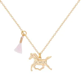 A Mini Penny Running Horse 18k Gold Necklace