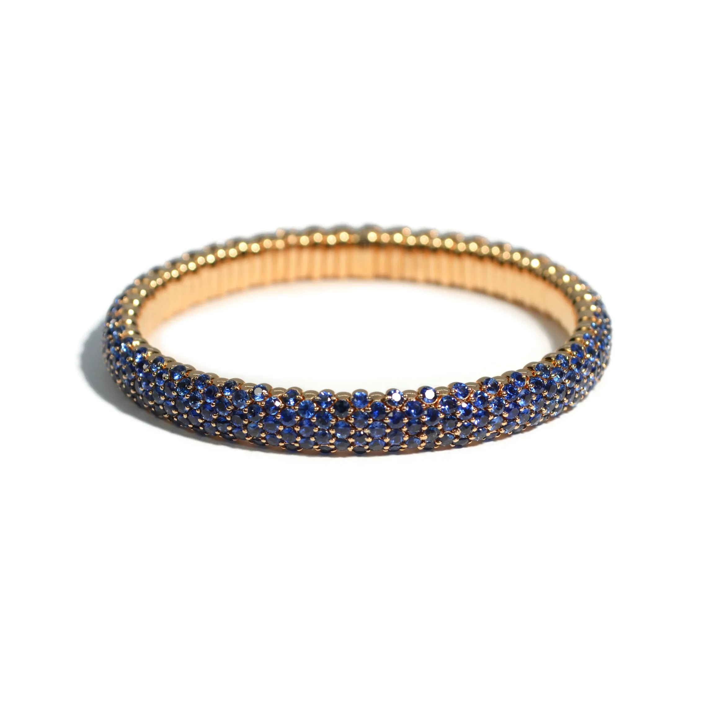 AFJ Diamond Collection - Flexible Bracelet with Blue Sapphires, 18k Rose Gold