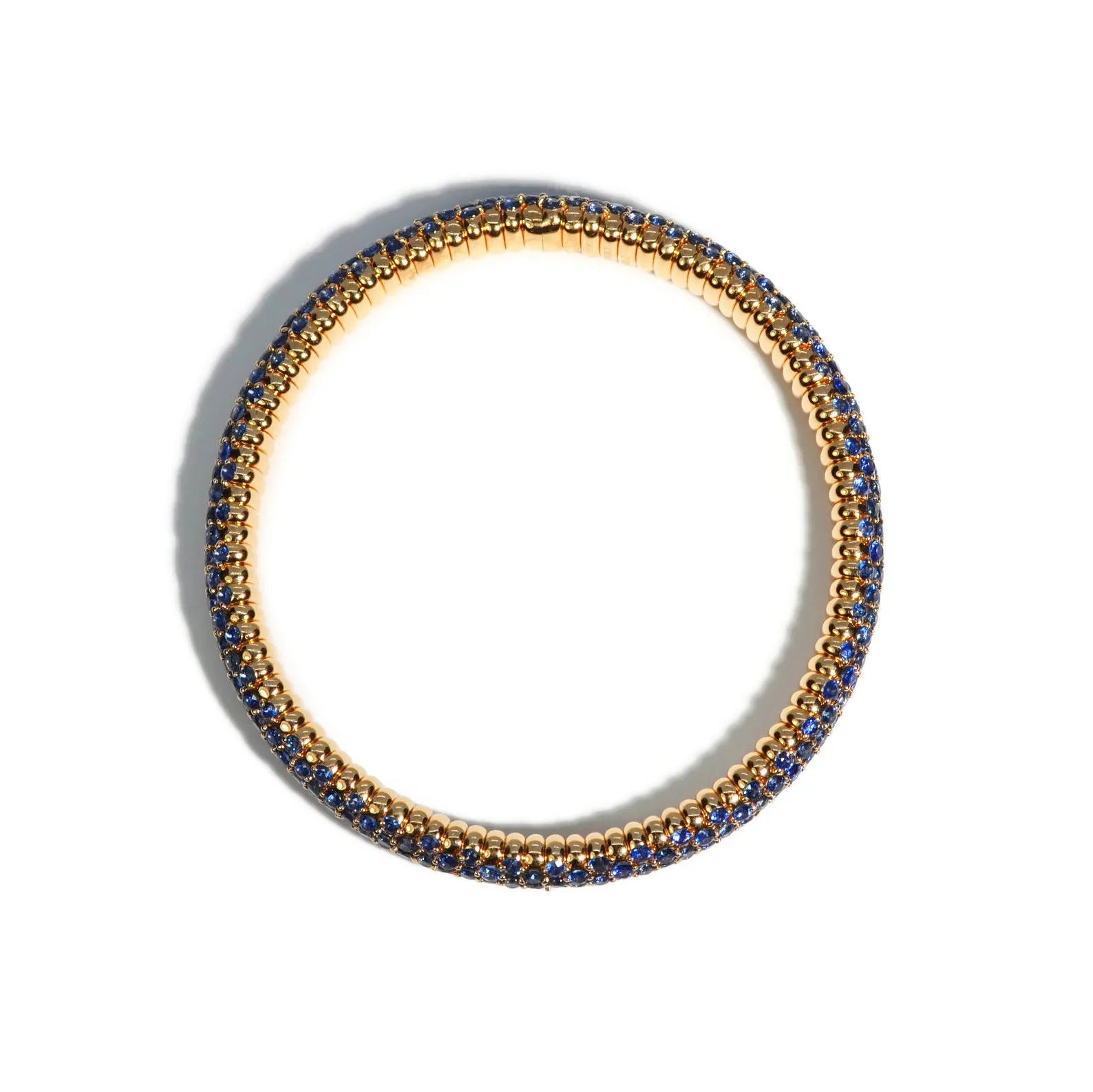 AFJ Diamond Collection - Flexible Bracelet with Blue Sapphires, 18k Rose Gold