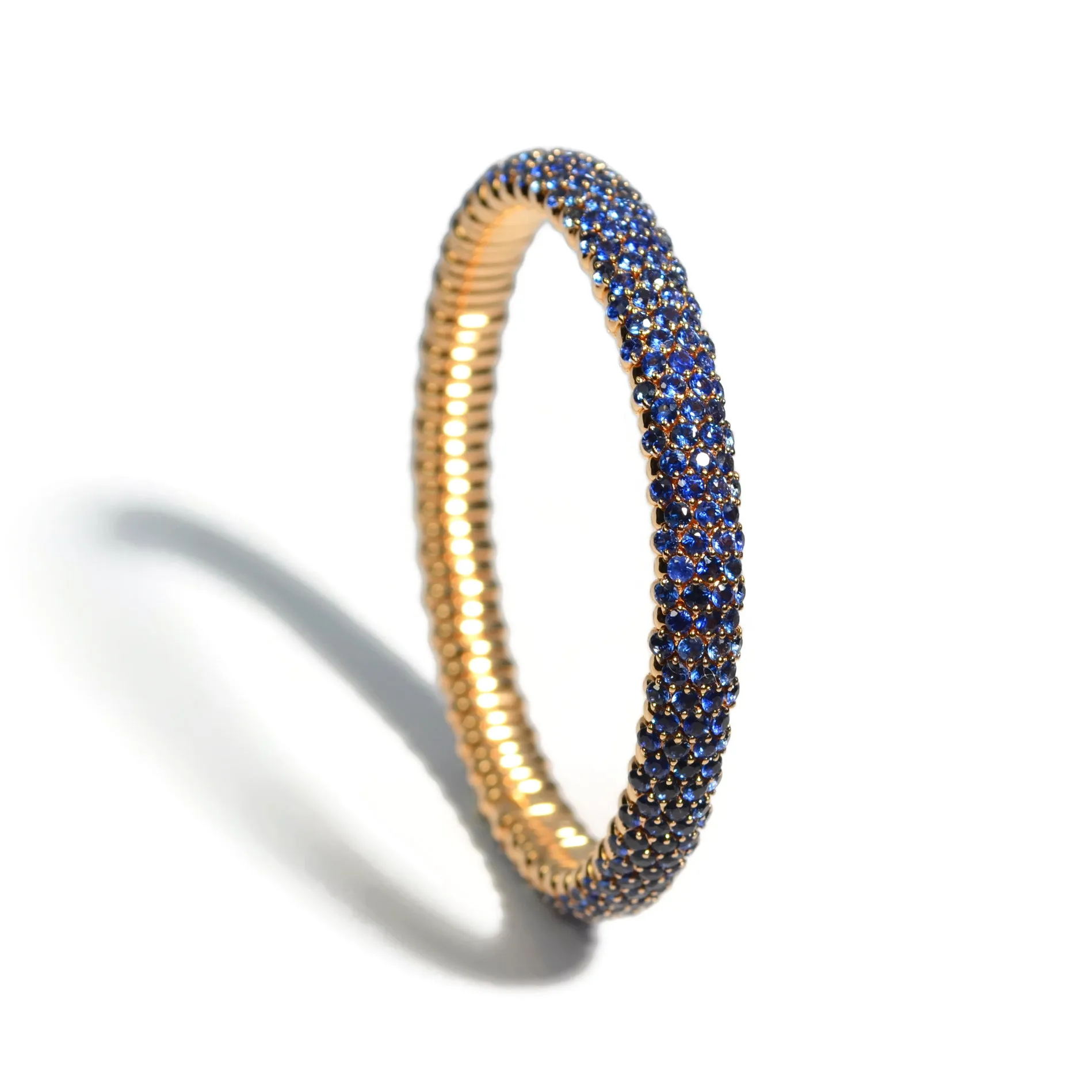 AFJ Diamond Collection - Flexible Bracelet with Blue Sapphires, 18k Rose Gold