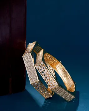 American Diamond Gold Kada Bangles (Pack of 2)