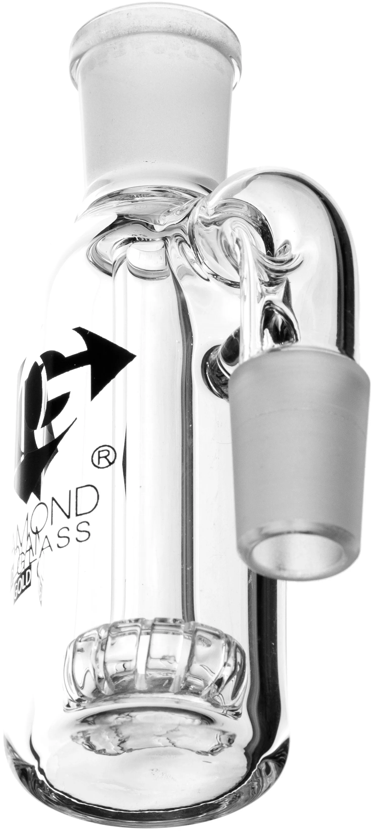 Ash Catcher Clear Showerhead w/ 18mm Joint, 90 Angle, by Diamond Glass