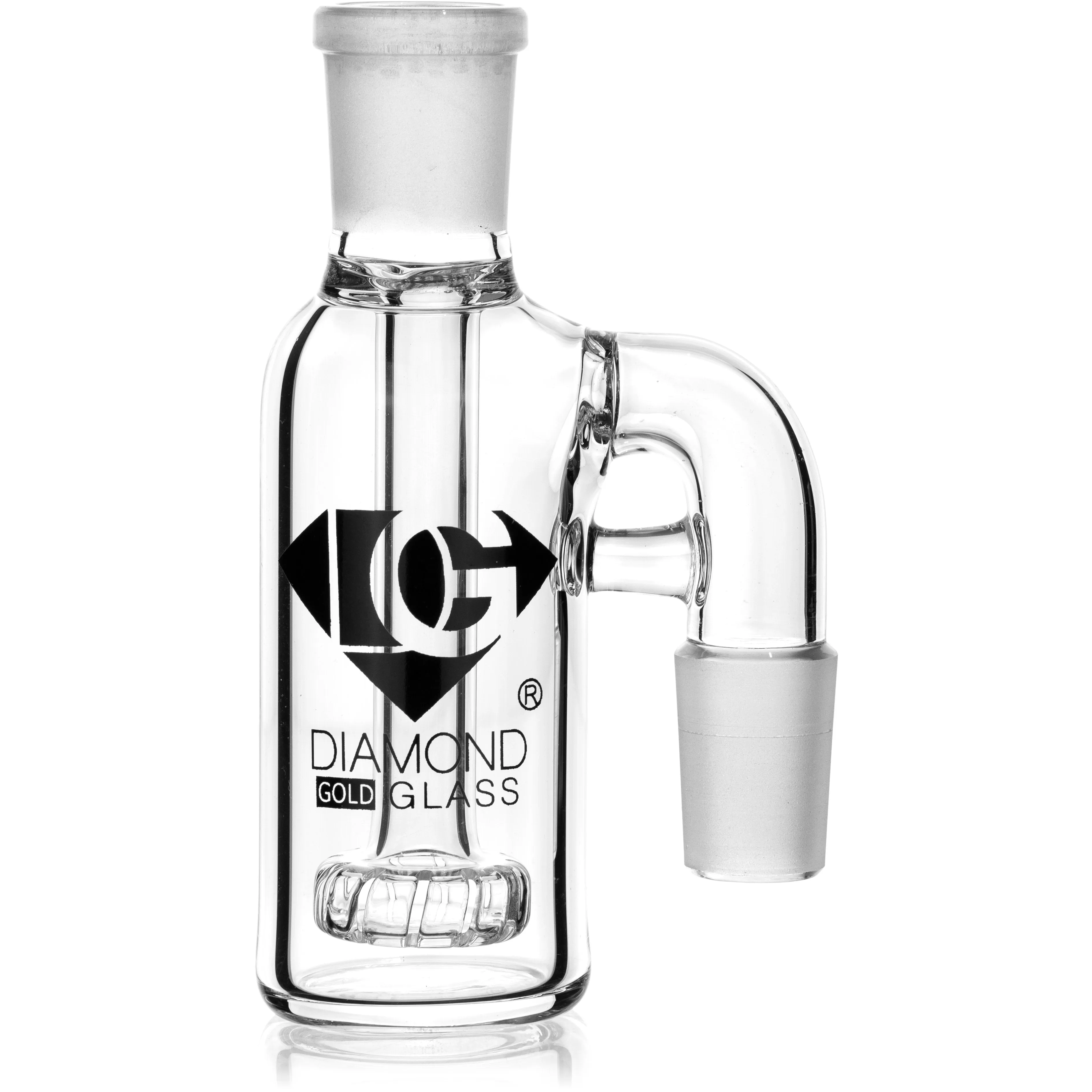 Ash Catcher Clear Showerhead w/ 18mm Joint, 90 Angle, by Diamond Glass