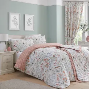 Bird Floral Terracotta Bedspread