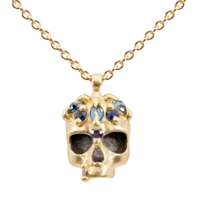 Blue Enchanted City Skull Necklace - Made to Order