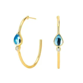 Blue Topaz and Diamond Mogul Hoops