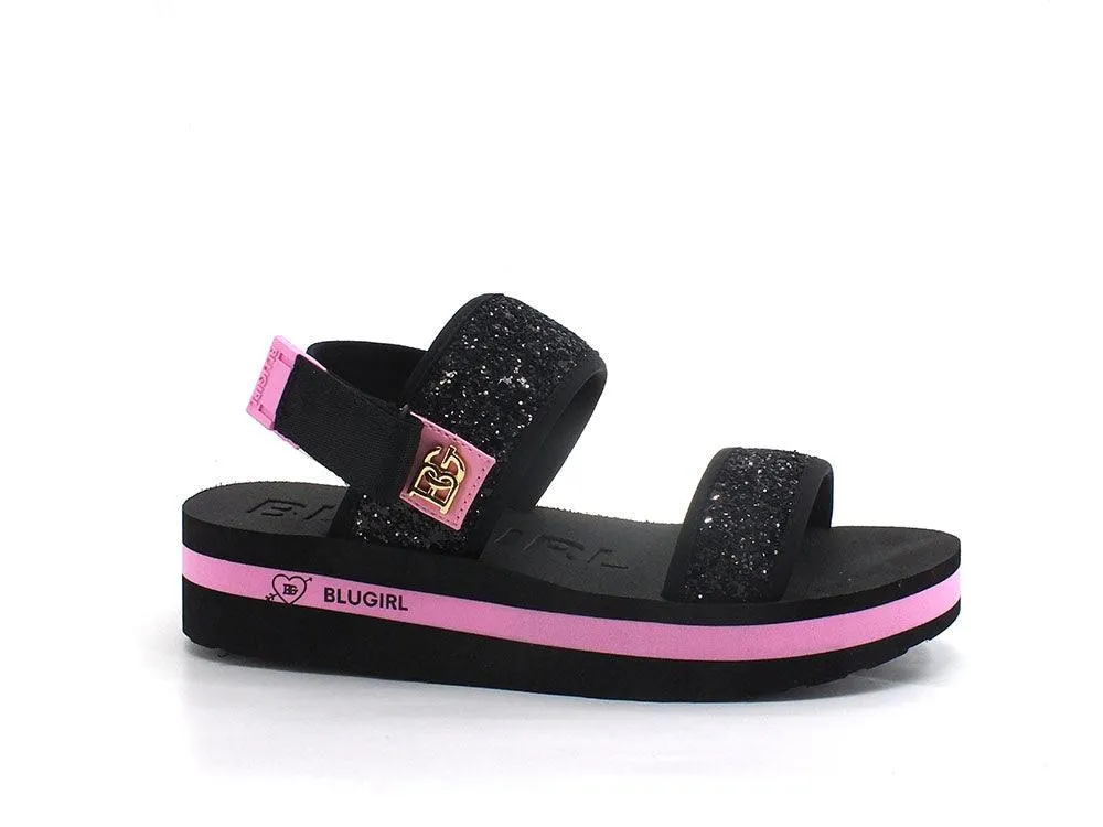 BLUGIRL Blumarine Lovely 03 Sandalo Glitter Black Pink Nero 6A2507TX241