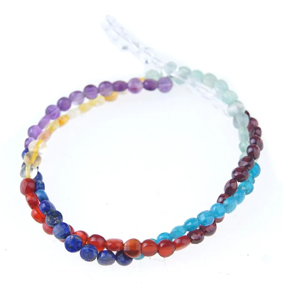 Chakra 4mm Faceted Coin Bead Strand 15-16 Inch