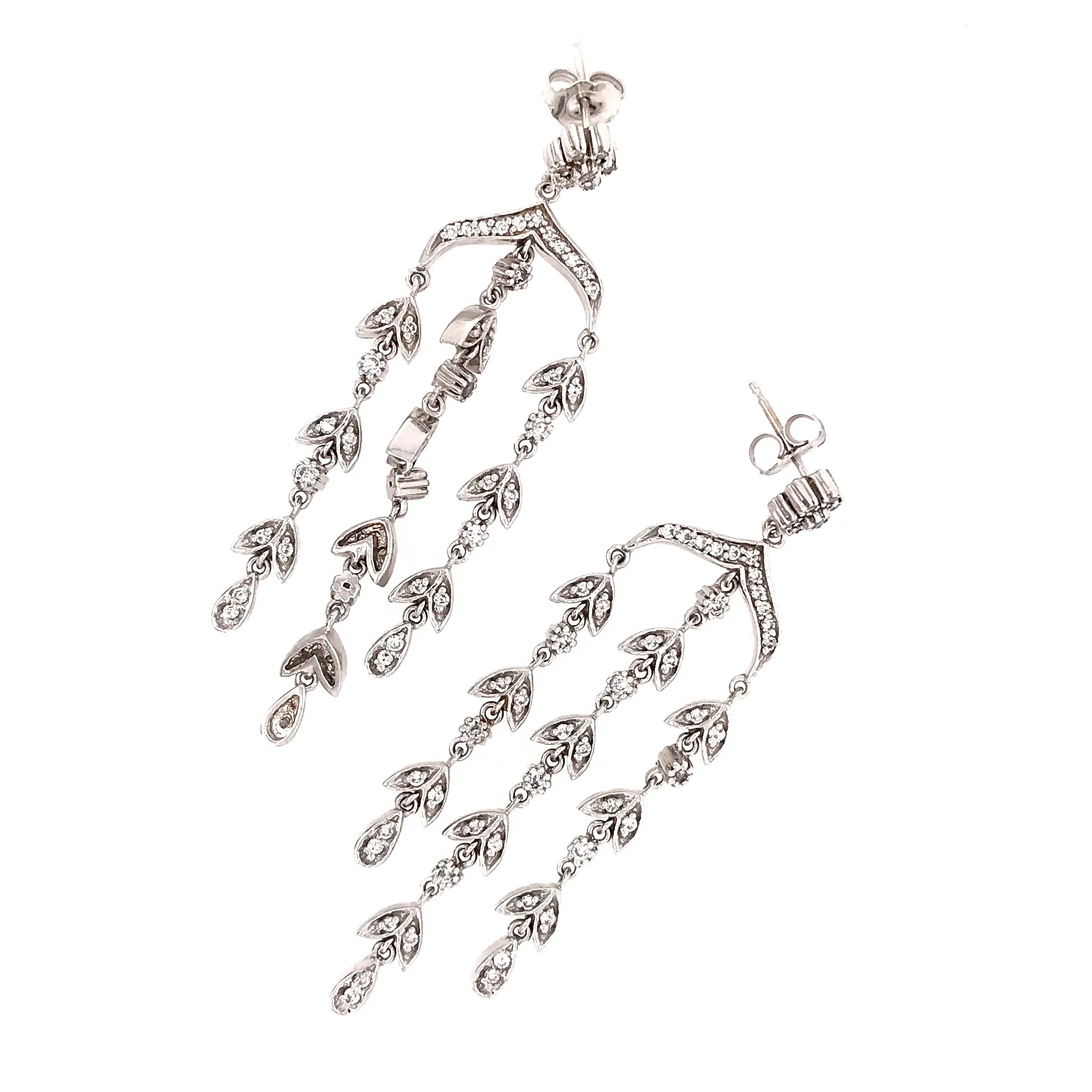 Chandelier Diamond Earrings 14k White Gold