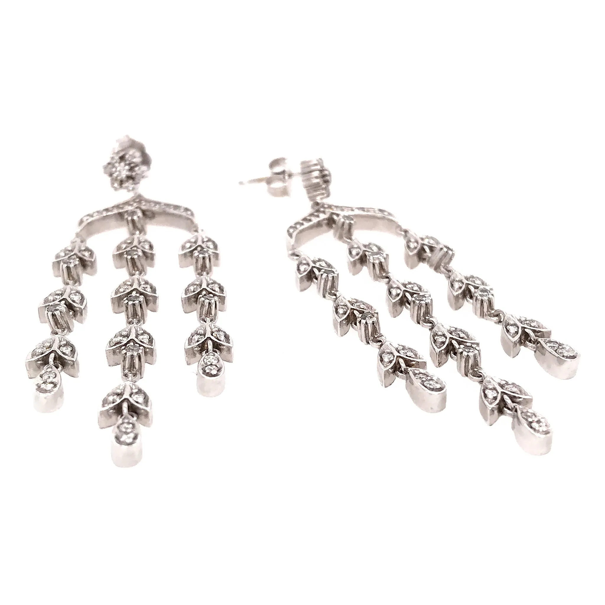 Chandelier Diamond Earrings 14k White Gold