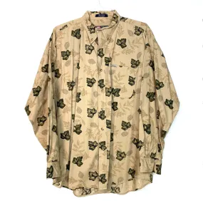 Chaps Ralph Lauren Mens Size XL Shirt Beige Floral Jungle Button Down Long Sleeve