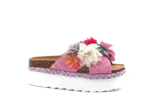 COLORS OF CALIFORNA Ciabatta Platform Glitter Fiore Rosa Lilla