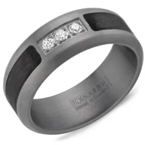 Crown Ring Torque Grey Tantalum 8mm Diamond Wedding Band