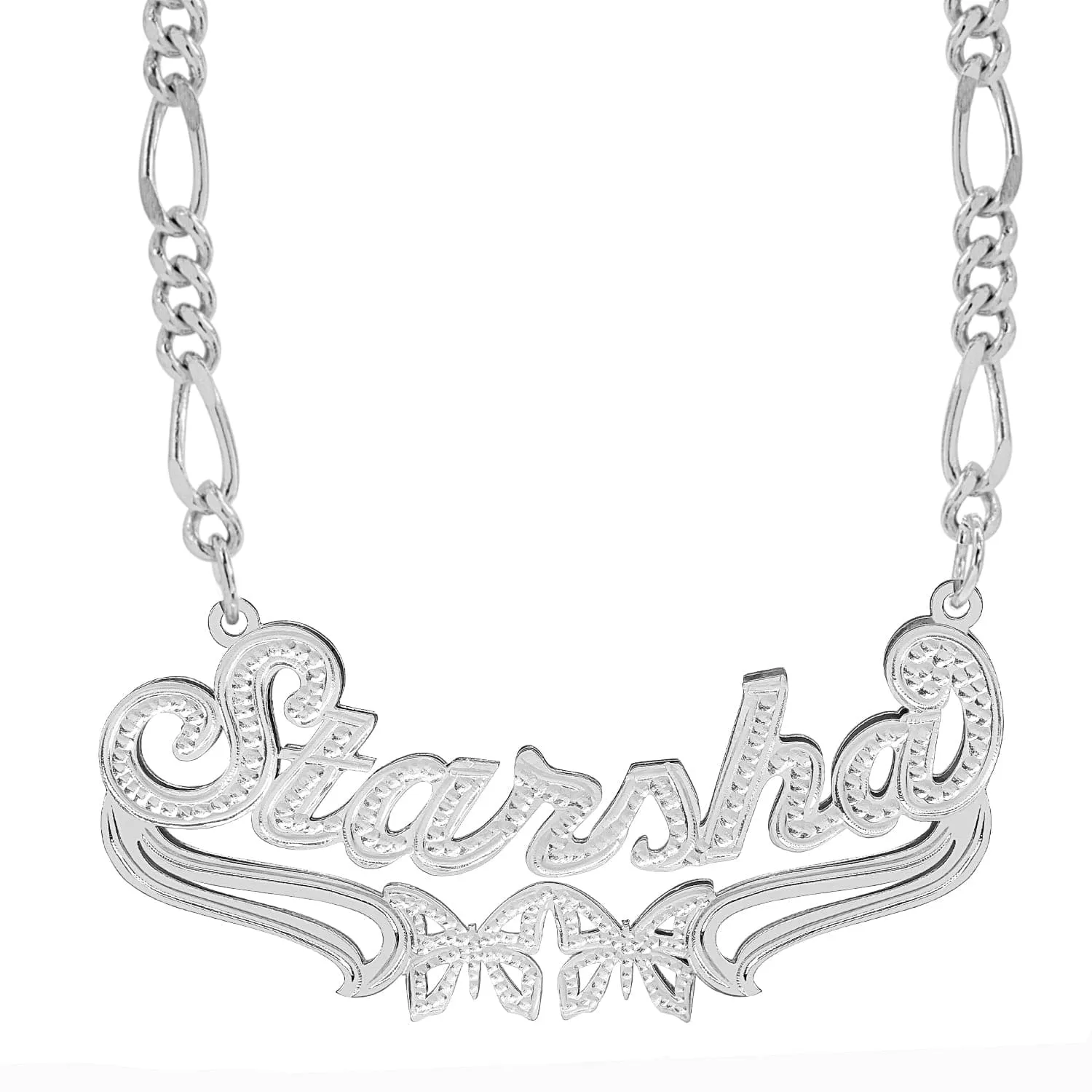 Custom Double Plated Name Necklace Starsha with Figaro chain