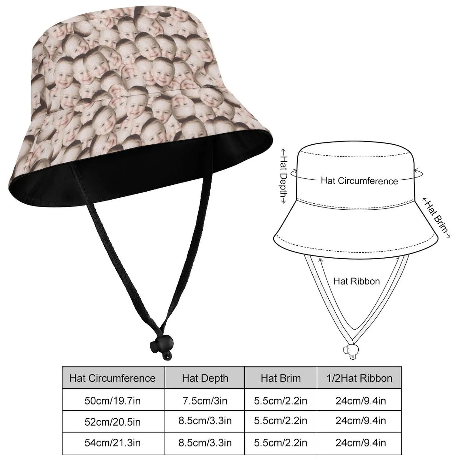 Custom Face Seamless Kid's Bucket Boonie Hat