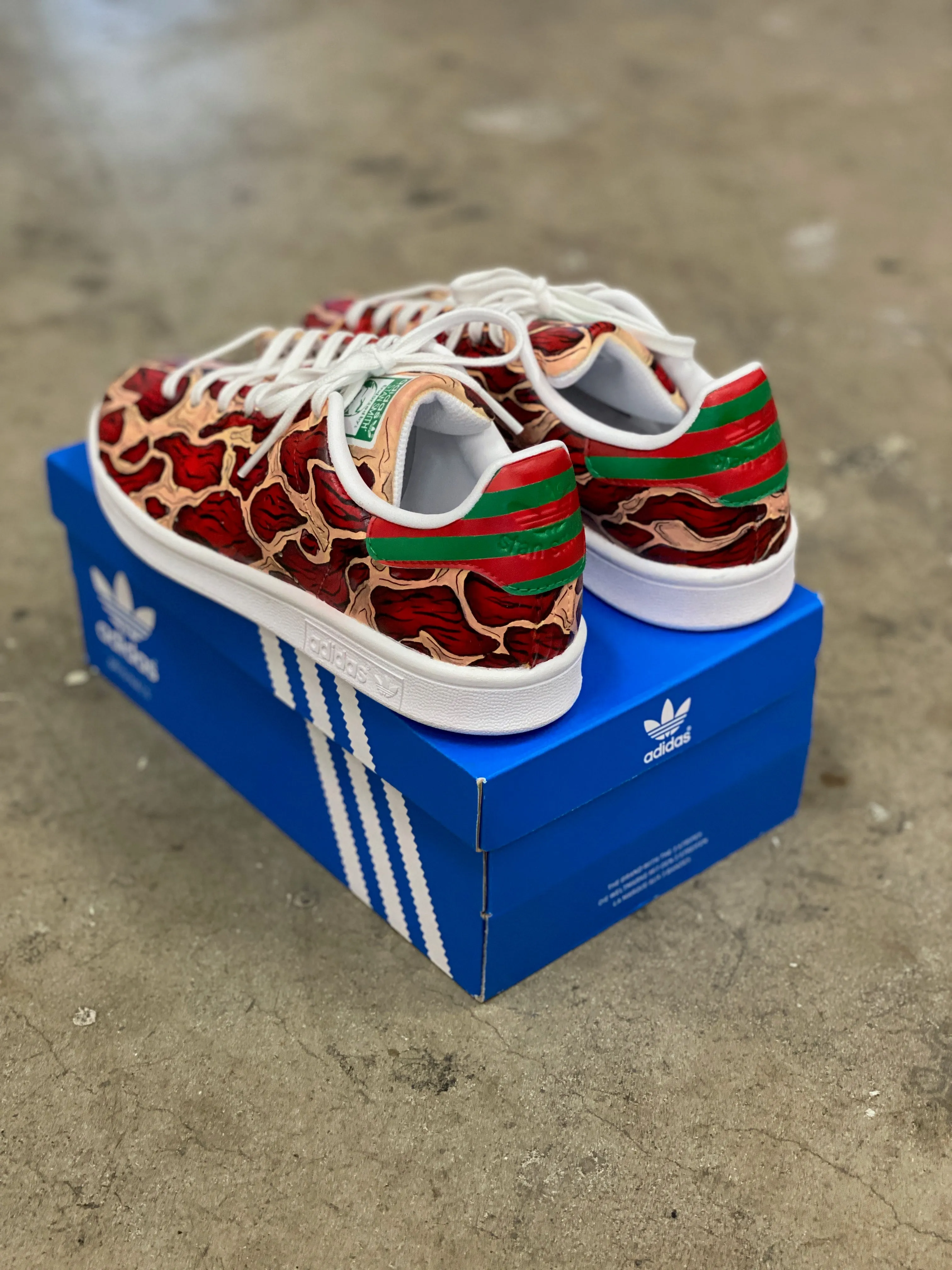 Custom Hand Painted Freddie Kruger Skins Adidas Stan Smiths