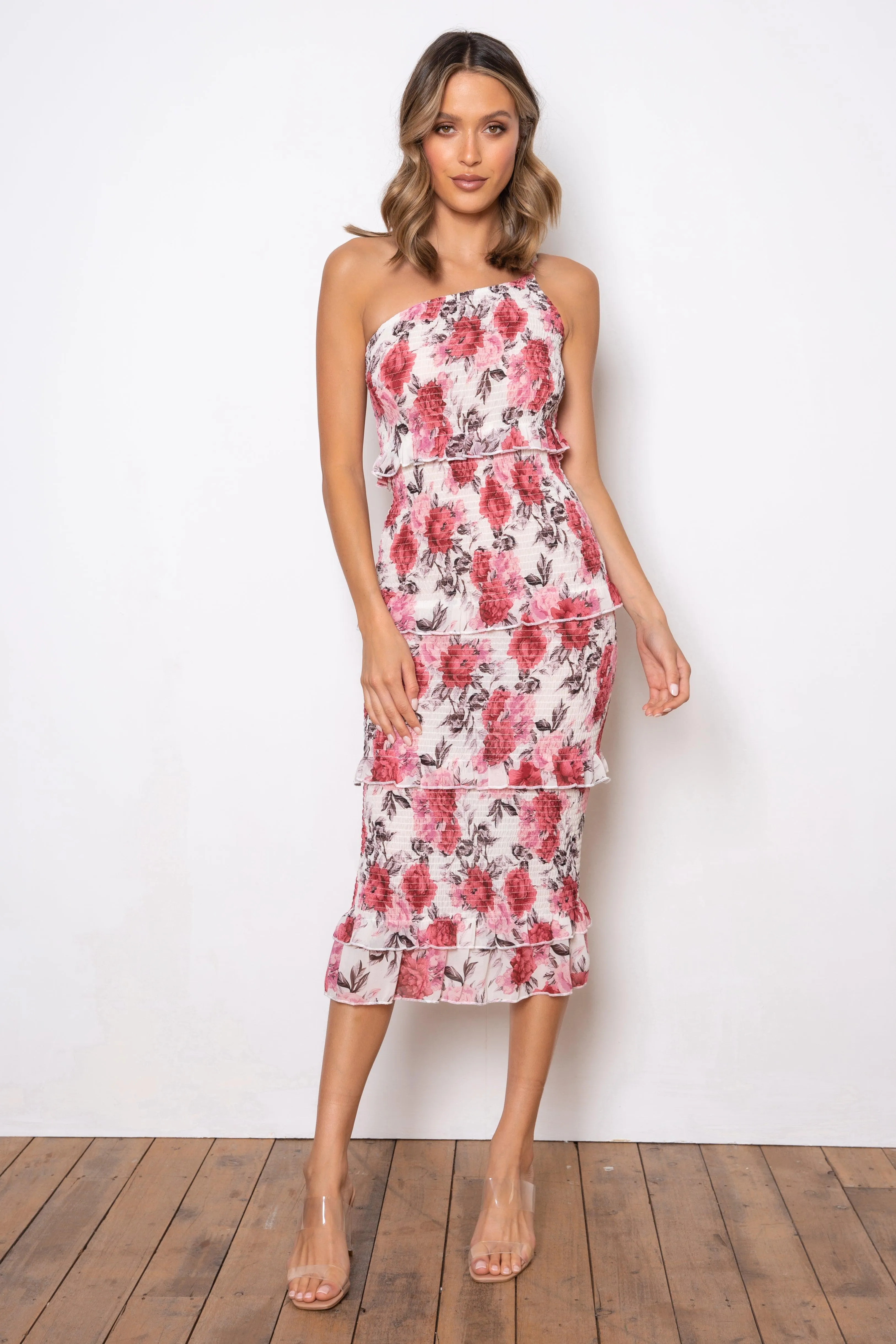 Dark Rose Dress - Cream Floral