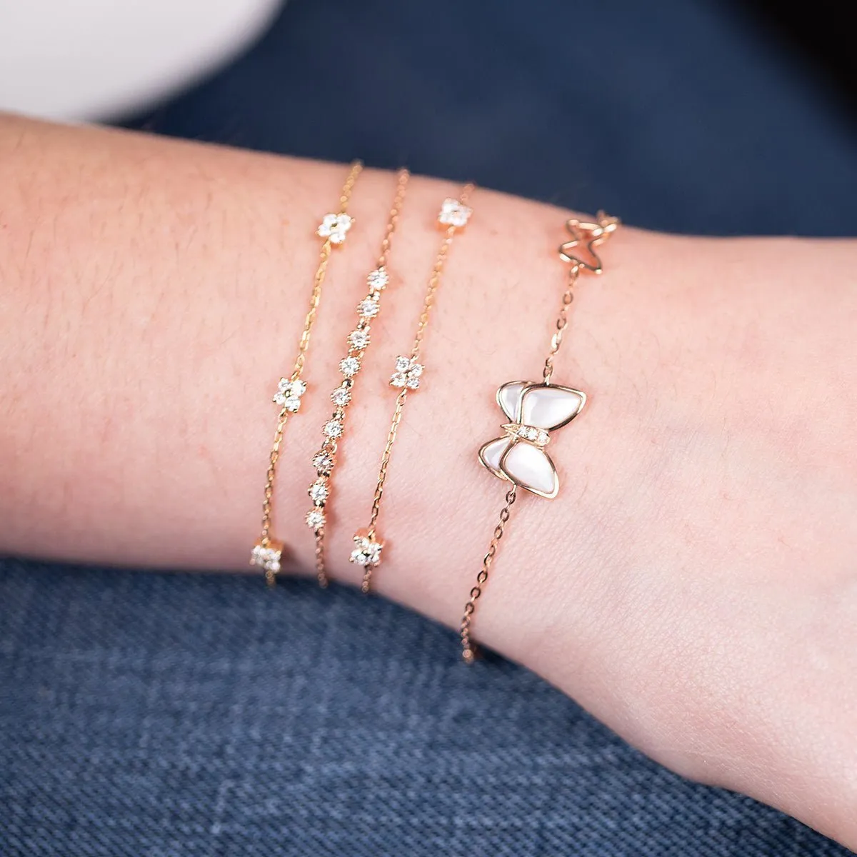 Diamond Station Butterfly Bracelet