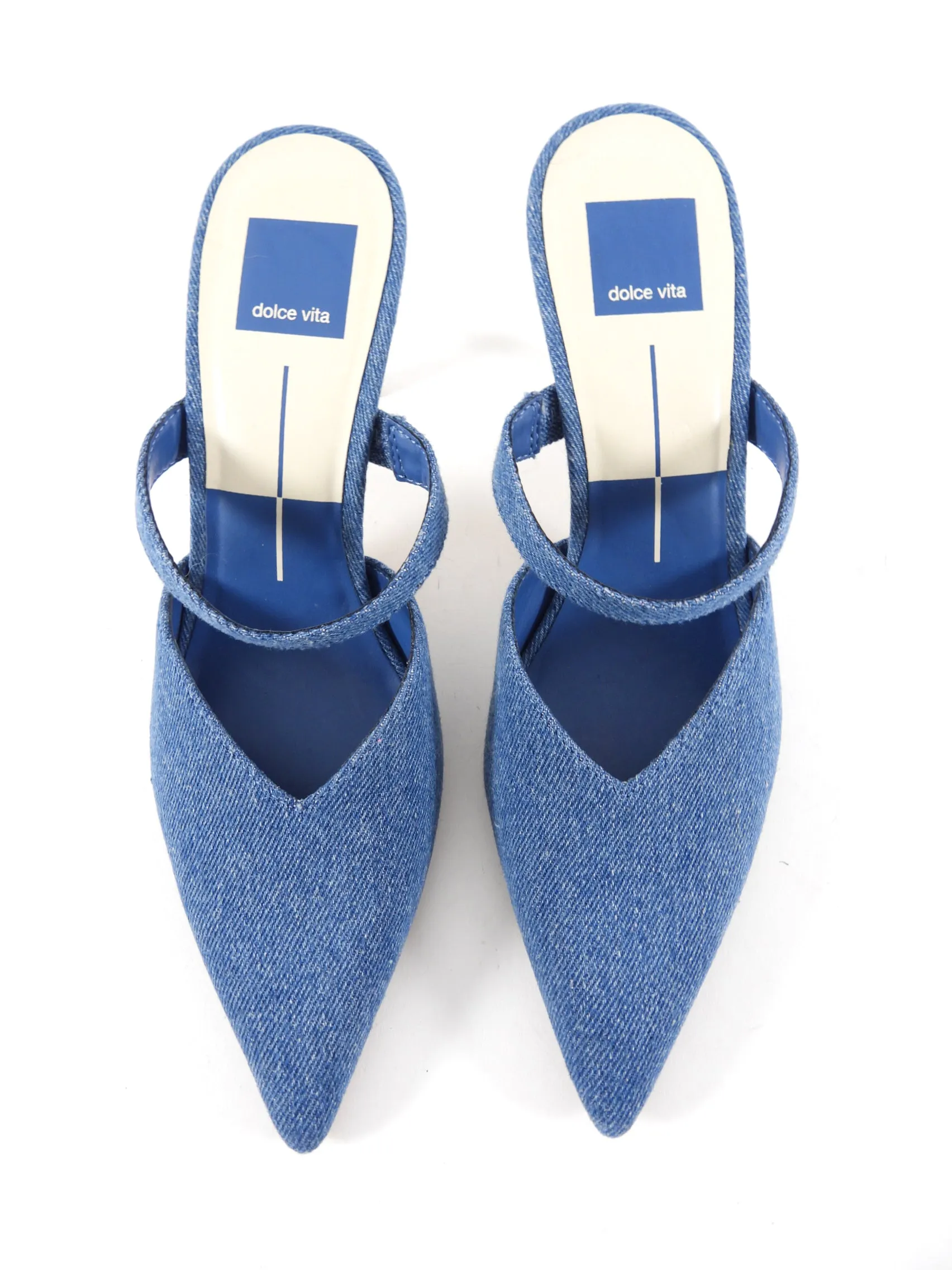 Dolce Vita Blue Denim Pointed Mules - 7