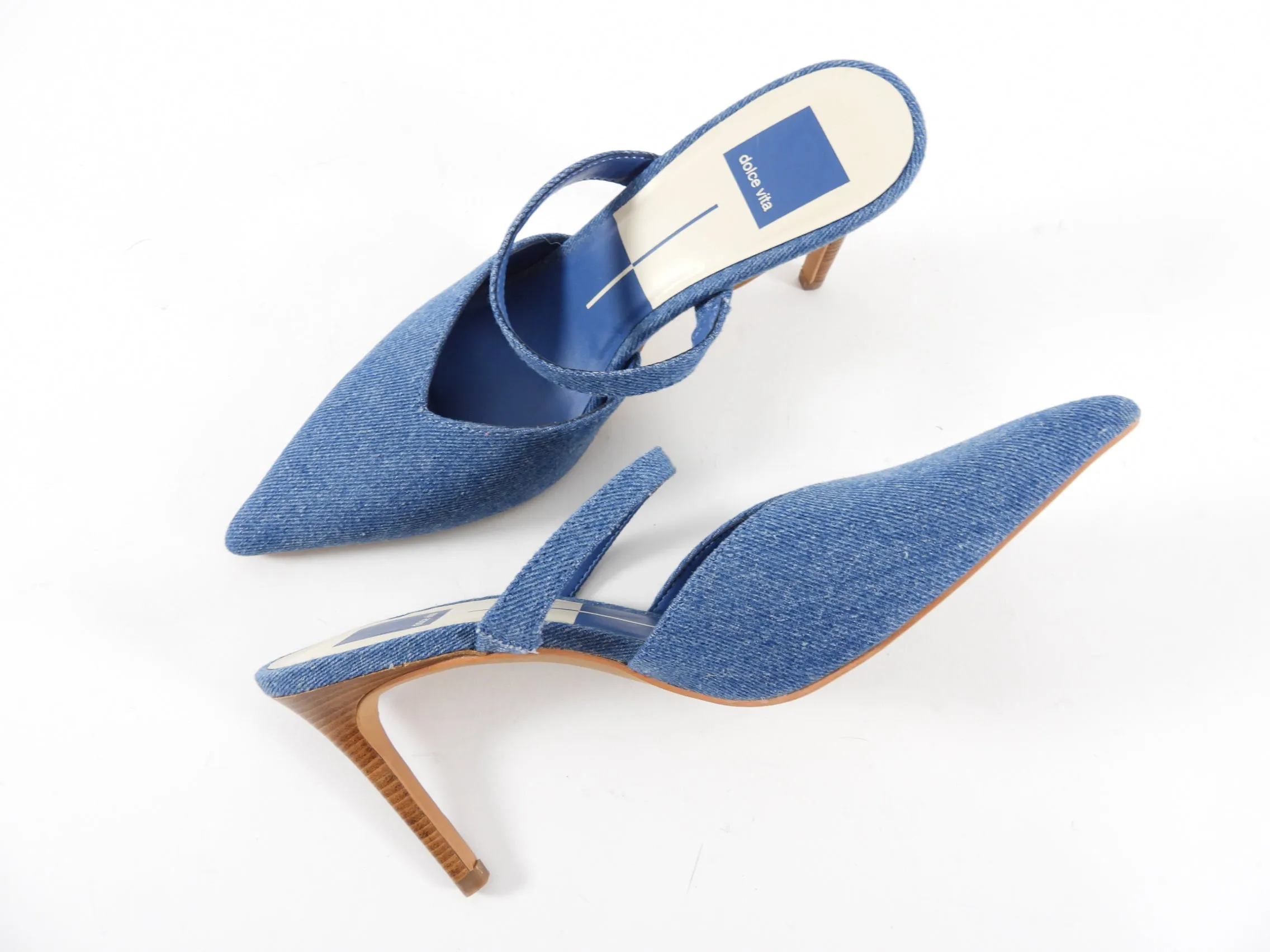 Dolce Vita Blue Denim Pointed Mules - 7