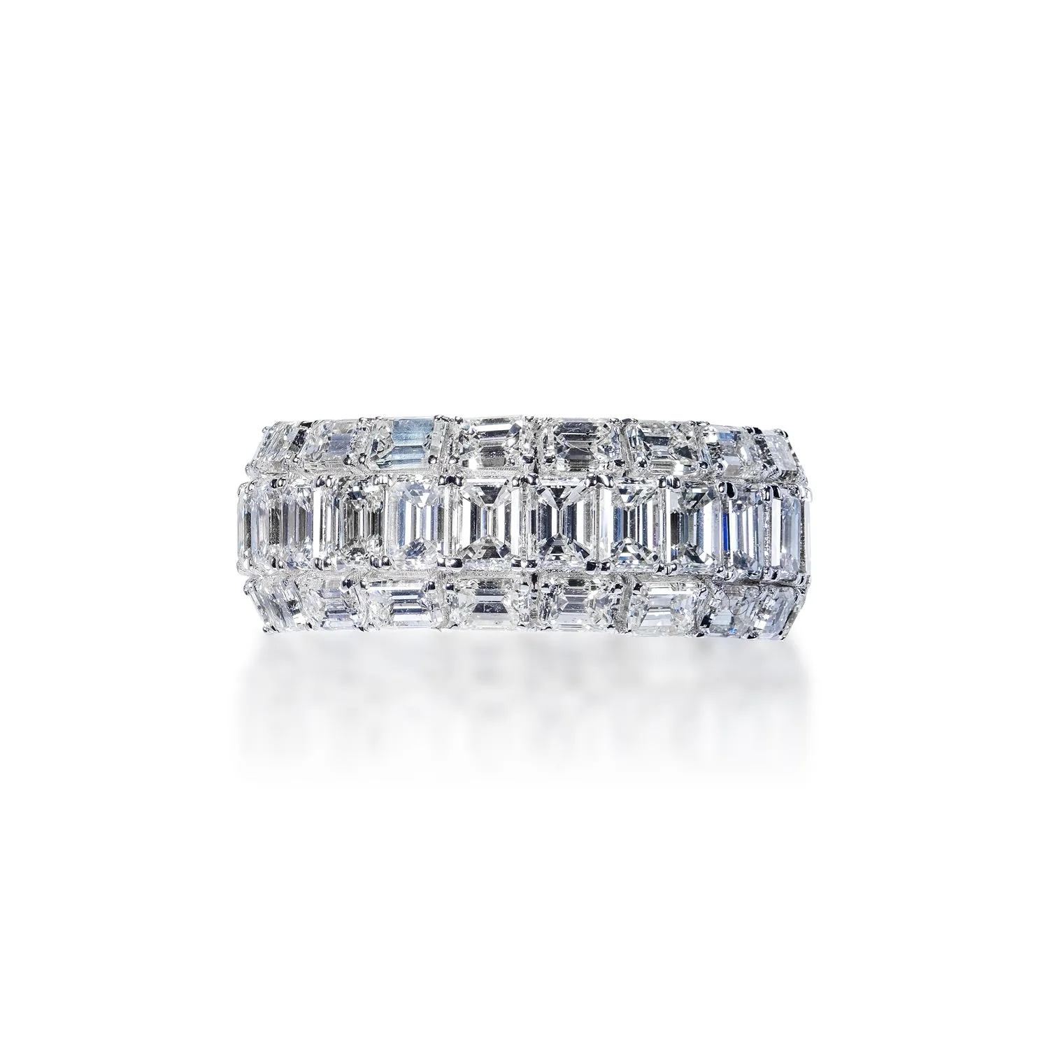 Elisa 7 Carat Emerald Cut Diamond Eternity Band in 18k White Gold Shared Prong