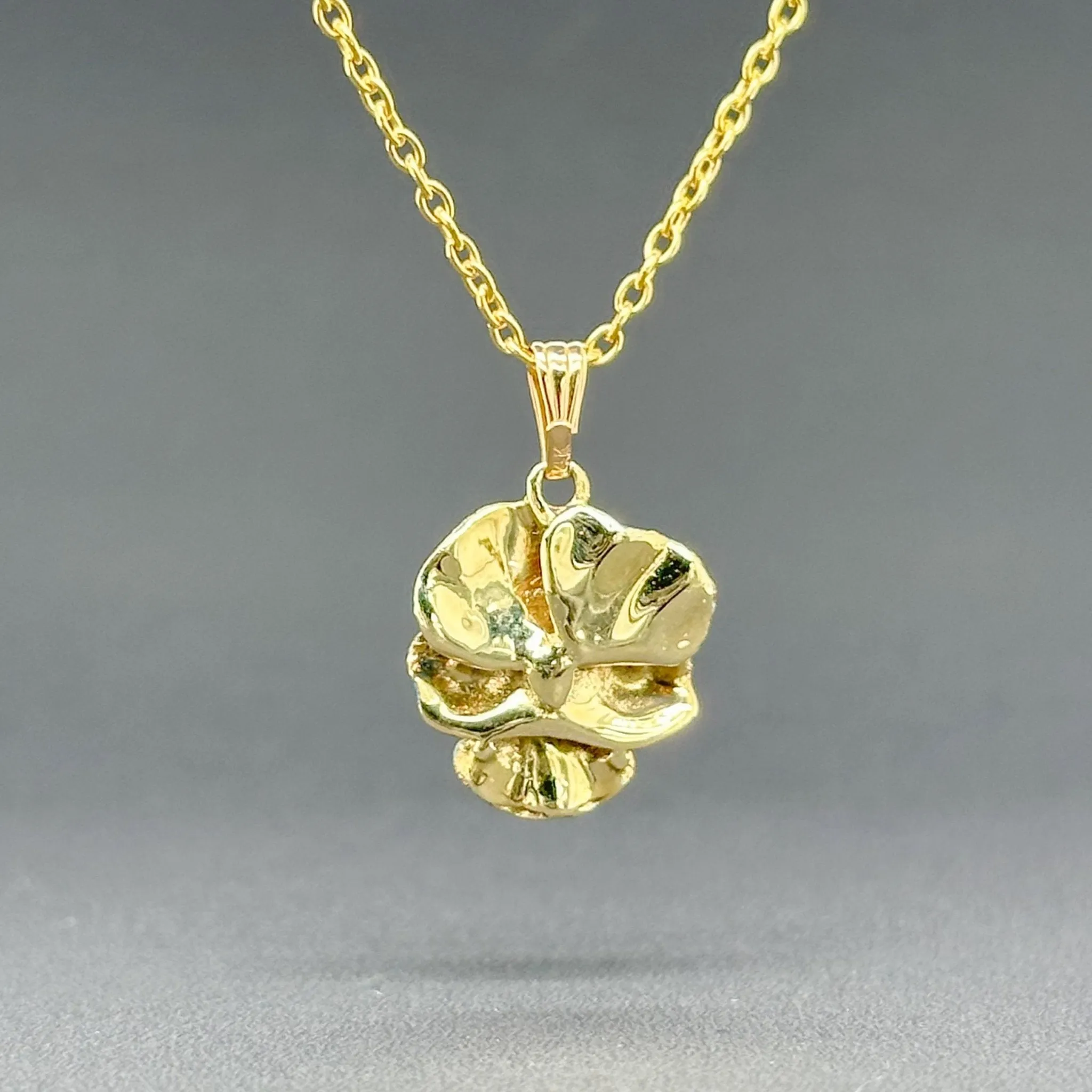 Estate 14K Y Gold 0.05ct H/SI1 Diamond Pansy Pendant