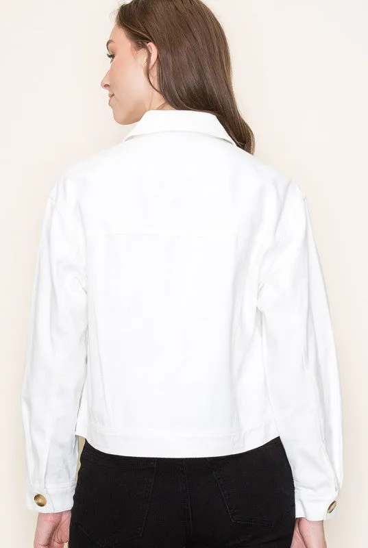 FINAL SALE - White Cotton Twill Jacket