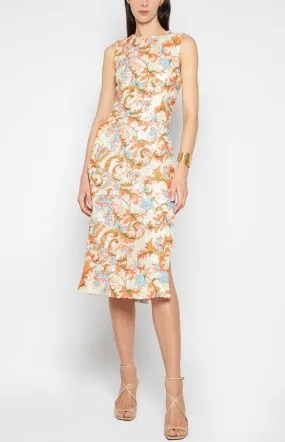 FLORAL SEQUIN SLEEVELESS SHEATH DRESS