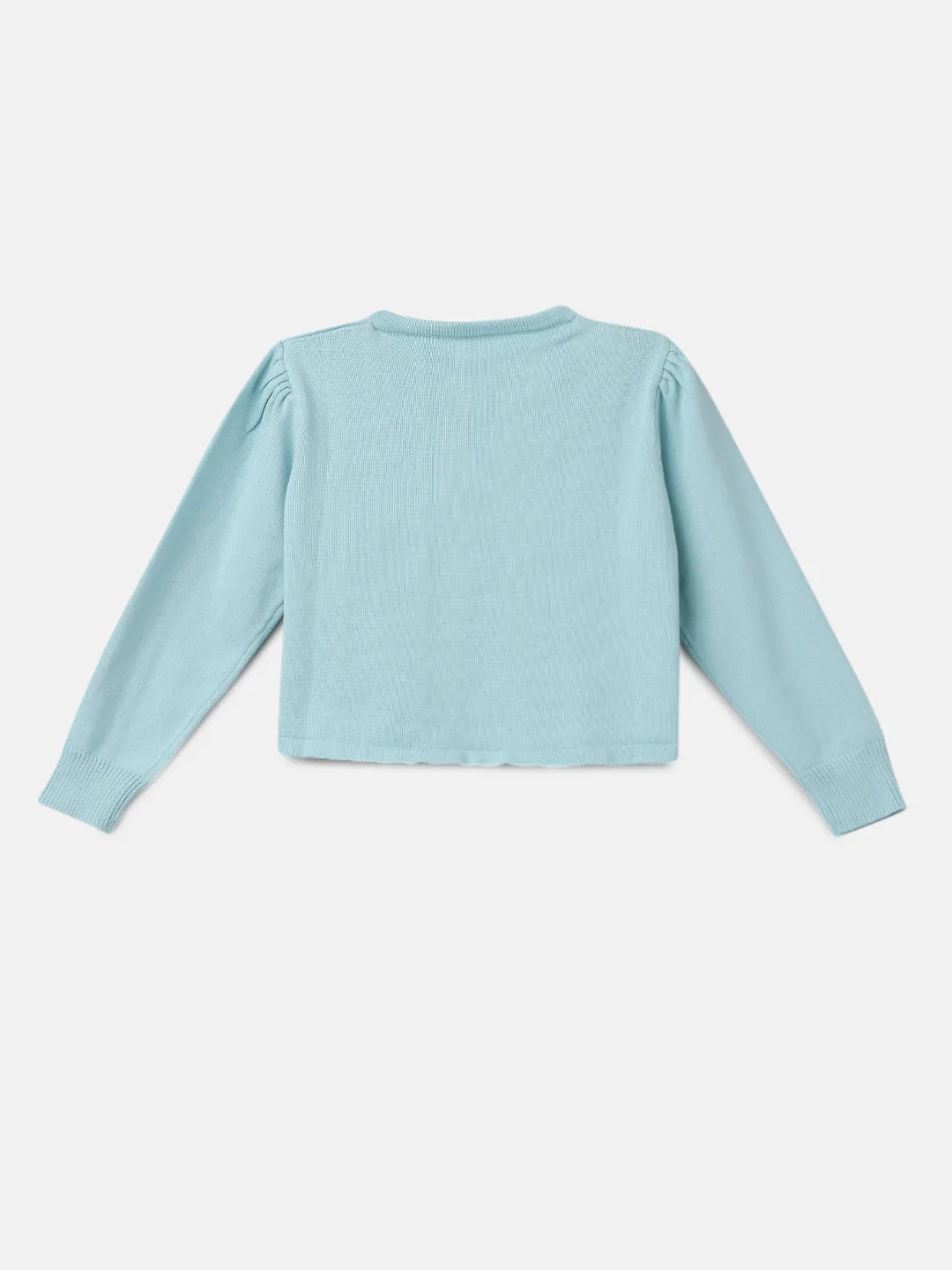 Girls Blue Full Sleeves Cotton Shrug