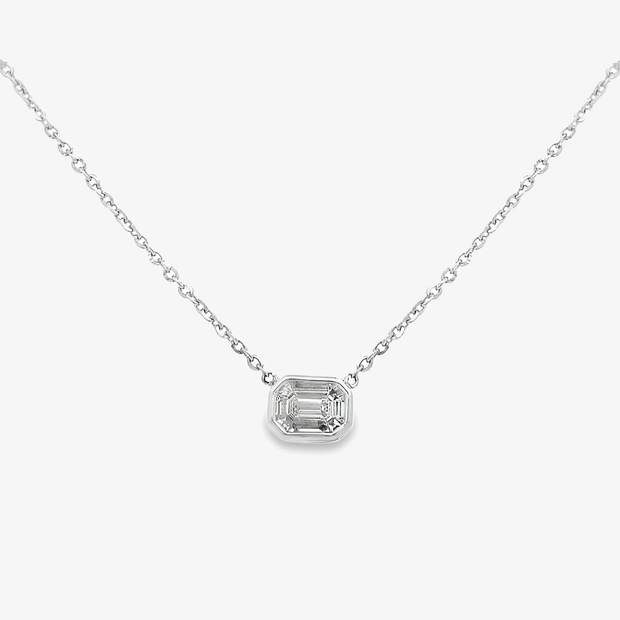 Invisible Set Emerald Cut Diamond Necklace