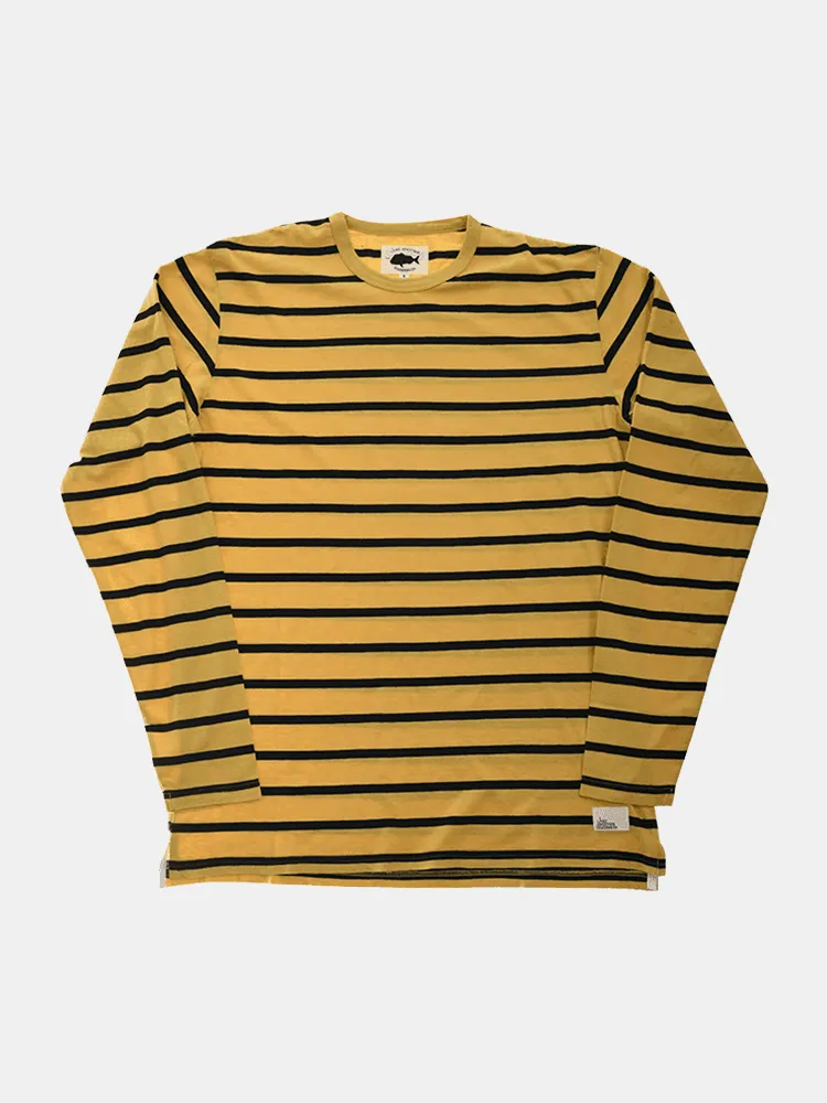 Just Another Fisherman Re-Issue Rough Sea L/S Tee - Washed Yellow / Black