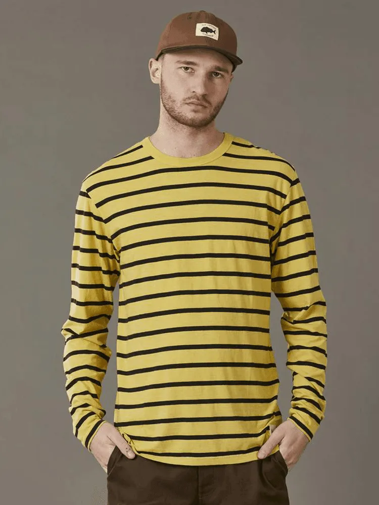 Just Another Fisherman Re-Issue Rough Sea L/S Tee - Washed Yellow / Black