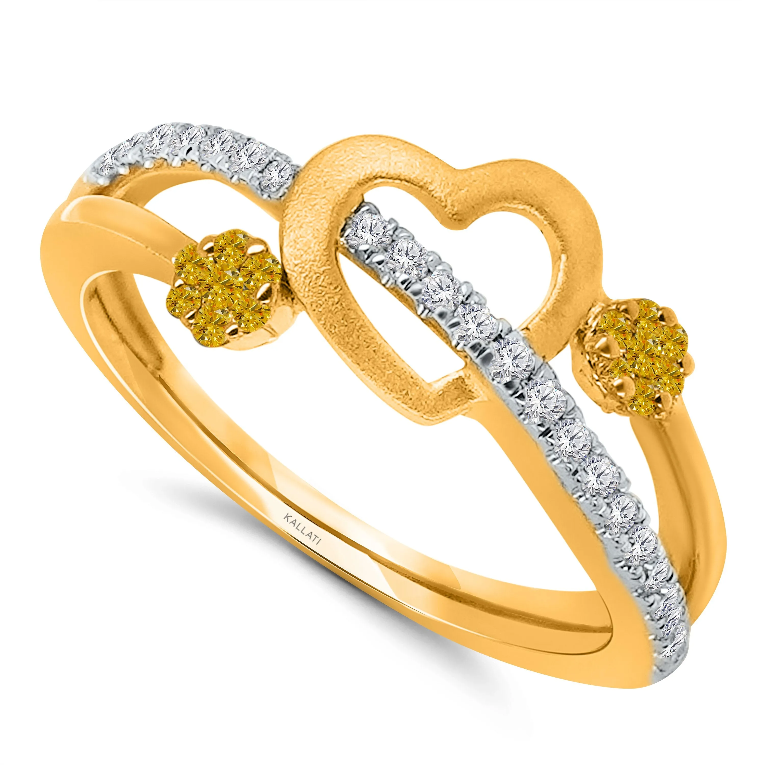 Kallati Eternal Heart Diamond Ring in 14K Two-Tone Gold