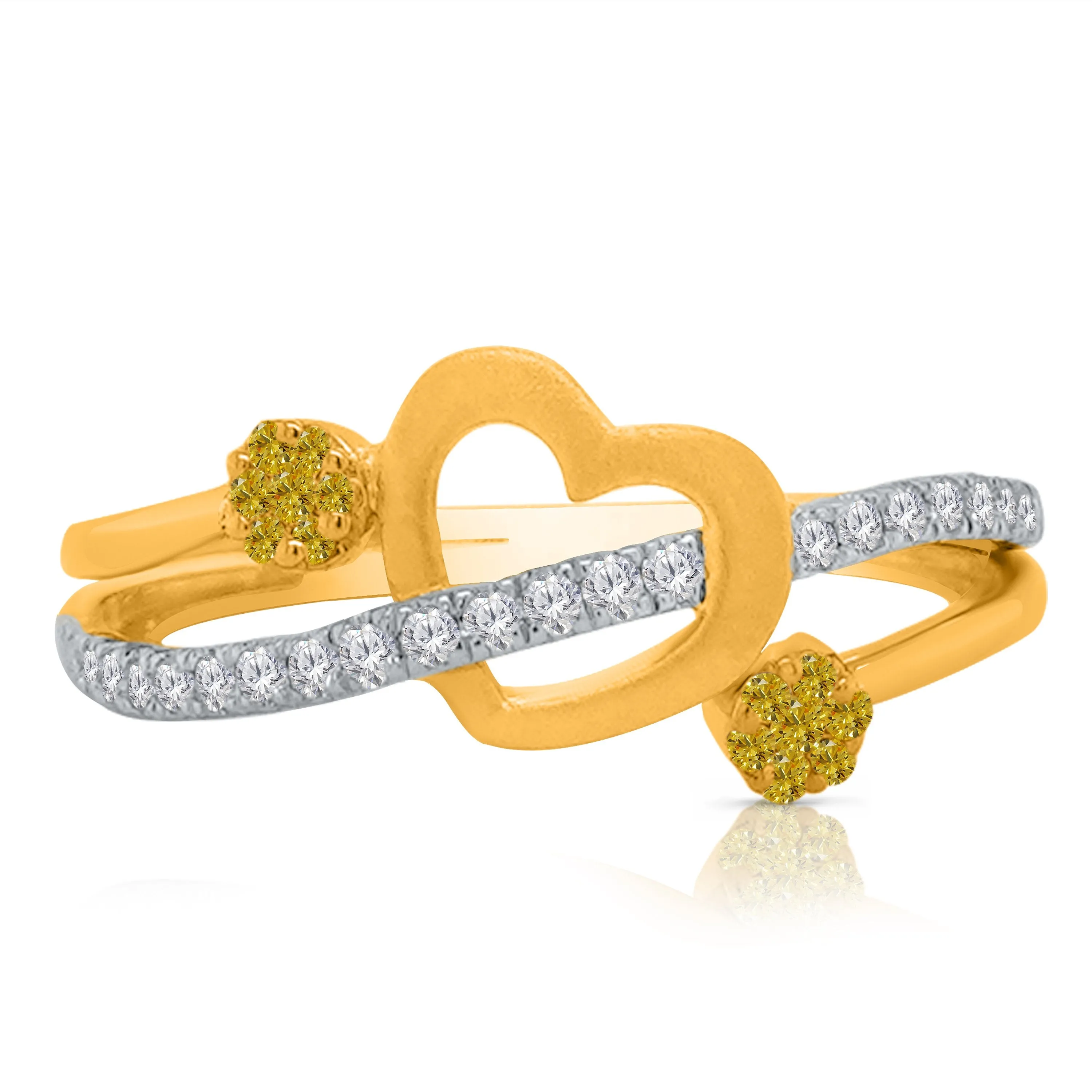 Kallati Eternal Heart Diamond Ring in 14K Two-Tone Gold