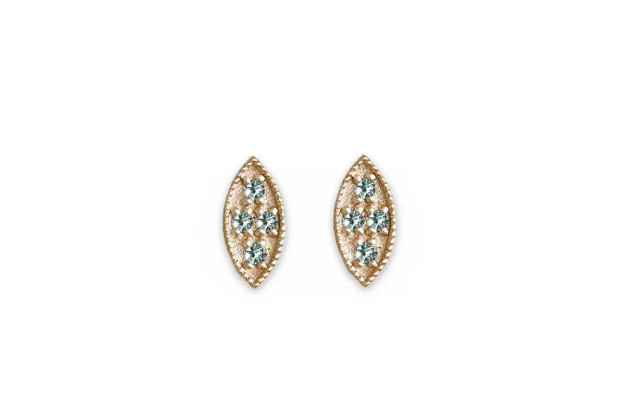 Marquise Aquamarine Leaf Studs