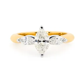 Marquise cut diamond ring