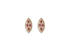 Marquise Garnet Leaf Studs