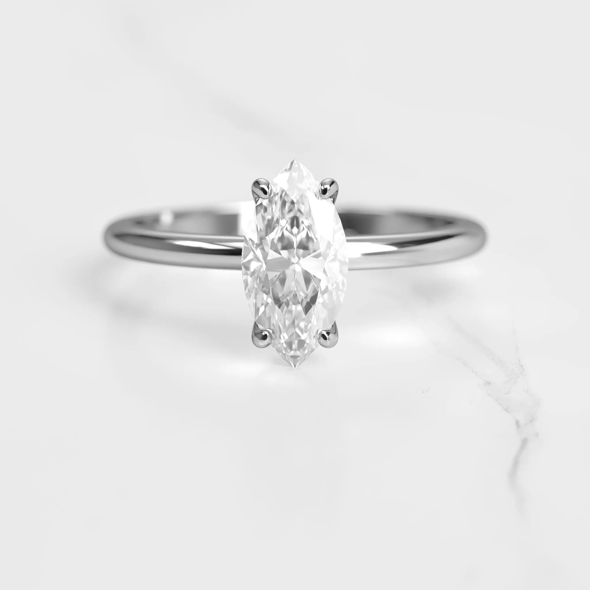 Marquise Solitaire Diamond Ring