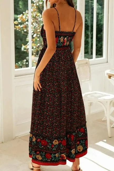 Midi Dress Boho Style Spaghetti Straps