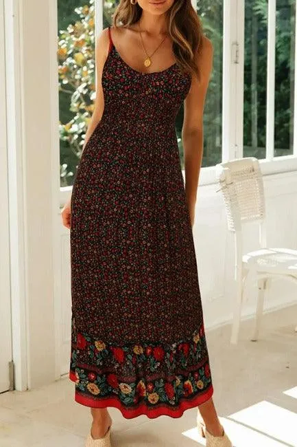 Midi Dress Boho Style Spaghetti Straps