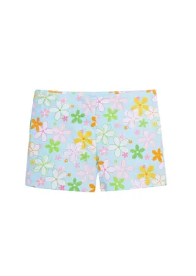 Mini Short - Aqua Floral Seersucker