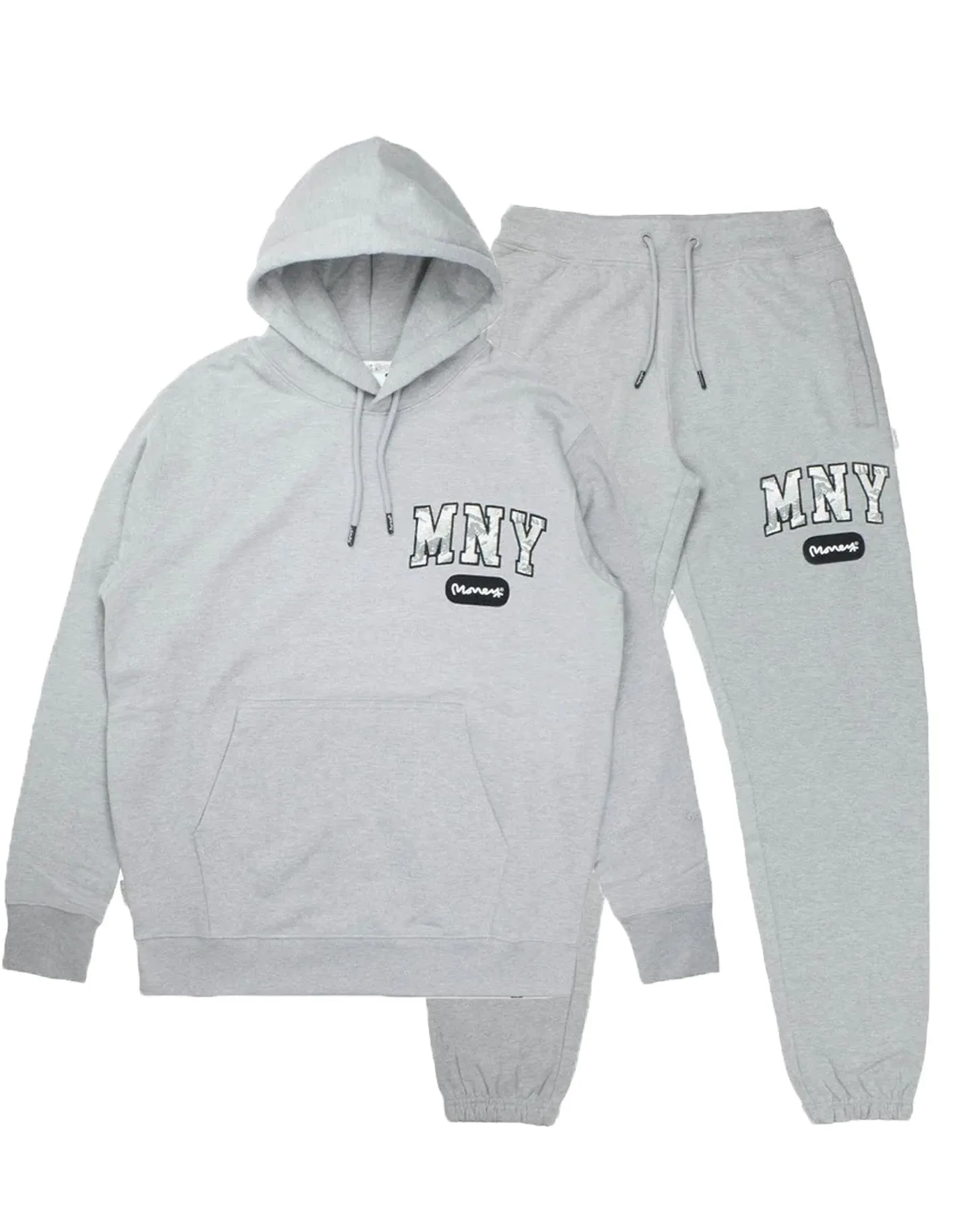 MNY Camo Fill Hood Tracksuit in Grey