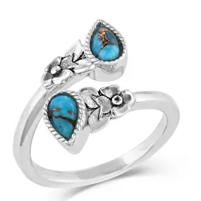 Montana Silversmiths Turquoise Floral Open Ring